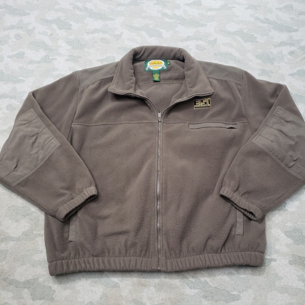 Cabela's Fleece Jacket Mens 2XL Gray Full Zip Outdoor Hiking Branded Hunting